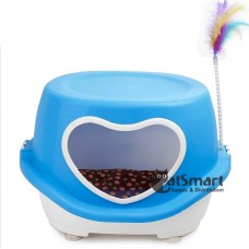 Cat House Covered with Love Door & Toy Feather Blue