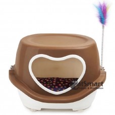 Topsy Cat House Covered with Love Door & Toy Feather Brown