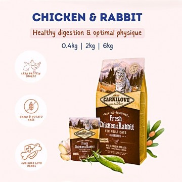 Carnilove Grain-Free Fresh Chicken & Rabbit Adult Gourmands 6kg