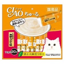 Ciao Chu ru Chicken Fillet Seafood Mix with Added Vitamin and Green Tea Extract 14g x 20pcs