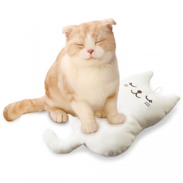 Marukan Bed Warm-Feeling Cat-Shaped Cushion White