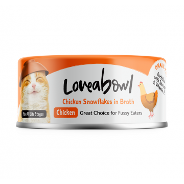 Loveabowl Grain-Free Chicken Snowflakes In Broth 70g Carton (24 Cans)