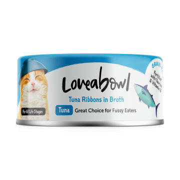 Loveabowl Grain-Free Tuna Ribbons in Broth 70g Carton (24 Cans)