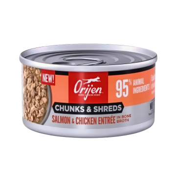 Orijen Canned Chunks & Shreds Salmon Chicken 85g | CatSmart Singapore
