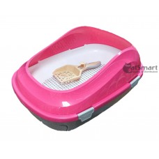 Topsy Cat Litter Pan With Drawer & Gridding Pink