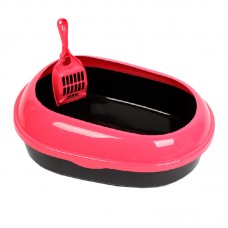 Topsy Cat Litter Pan Oval Pink & Black, P681(Pink), cat Litter Pan, Topsy, cat Housing Needs, catsmart, Housing Needs, Litter Pan