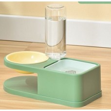Tom Cat Pakeway Square Met Round Food And Water Bowl Green, 643767, cat Food & Water Dispenser / Container  / Covers, Tom Cat , cat Accessories, catsmart, Accessories, Food & Water Dispenser / Container  / Covers
