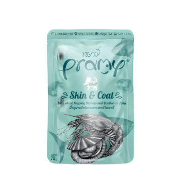 Pramy Jelly Pouch Skin & Coat Tuna w/Shrimp & Scallop 70g