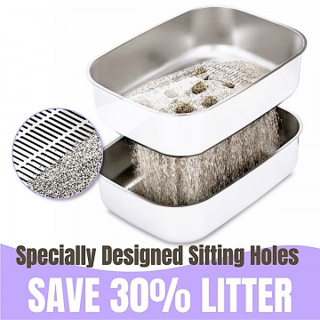 Rubeku Litter Box w/Sift Stainless Steel Round