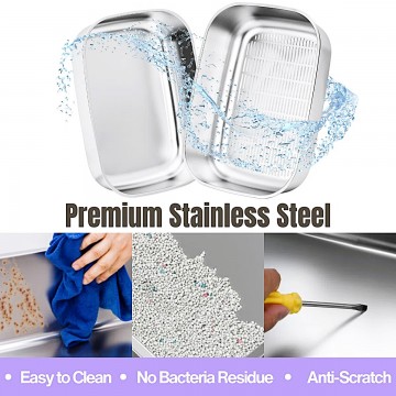 Rubeku Litter Box w/Sift Stainless Steel Round