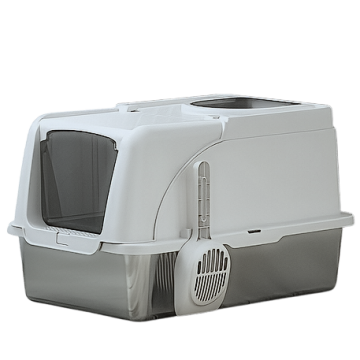 Rubeku Litter Box Hooded Stainless Steel White