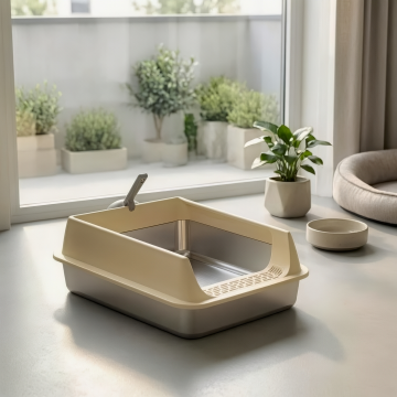 Rubeku Litter Box Stainless Steel Beige