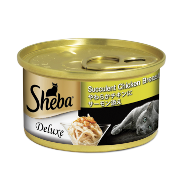 Sheba Deluxe Succulent Chicken Breast With Salmon in Gravy 85g Carton (24 Cans)