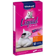 Vitakraft Liquid Snack Duck & Beta-Glucans 15g x 6pcs, VK23520, cat Treats, Vitakraft, cat Food, catsmart, Food, Treats