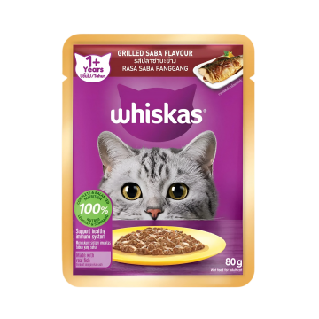 Whiskas Pouch Grilled Saba 80g Pack (28 Pouches)