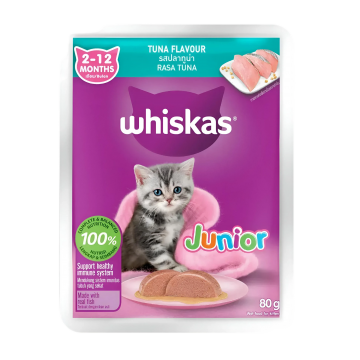 Whiskas Pouch Junior Tuna 80g Pack (28 Pouches)