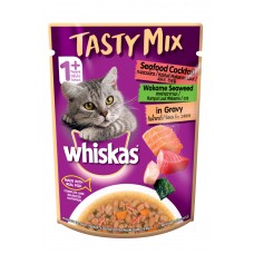 Whiskas Tasty Mix Seafood Cocktail with Wakame Seaweed in Gravy 70g, 101098762, cat Wet Food, Whiskas, cat Food, catsmart, Food, Wet Food