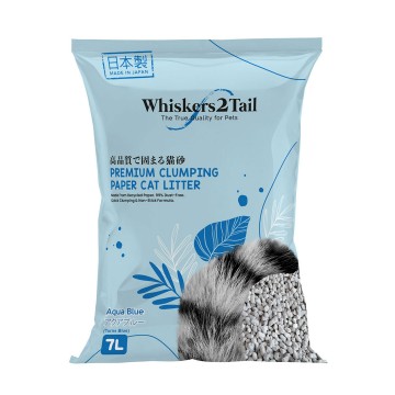Whiskers2Tail Premium Clumping Paper Cat Litter Aqua Blue 7L (7 Packs)