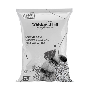 Whiskers2Tail Premium Clumping Paper Cat Litter Charcoal 7L (4 Packs)