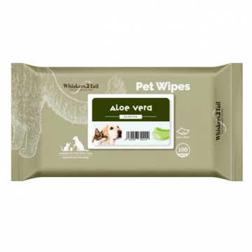 Whiskers2Tail Pet Wipes 100's Aloe Vera